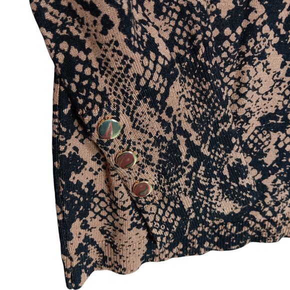 JM Collection Medium Petite Snake Print Top Long Sleeve Brown and Black Pullover - Picture 7 of 11
